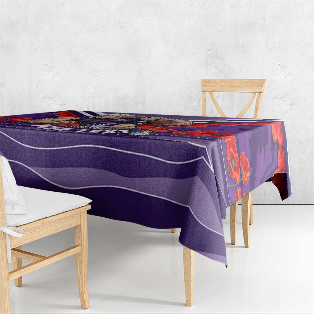 Personalised Fremantle Dockers ANZAC Tablecloth Military Remembrance Australian Football Mascot Camouflage