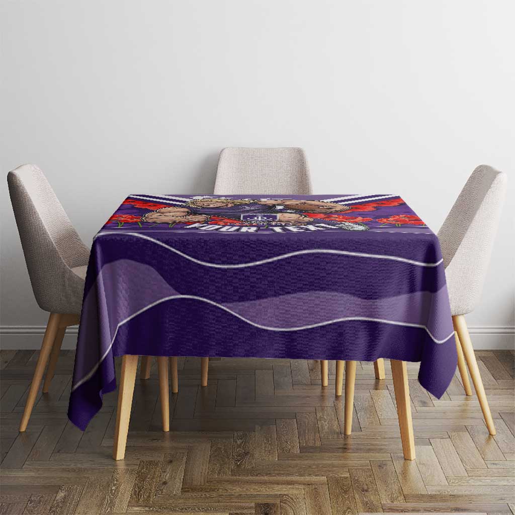 Personalised Fremantle Dockers ANZAC Tablecloth Military Remembrance Australian Football Mascot Camouflage