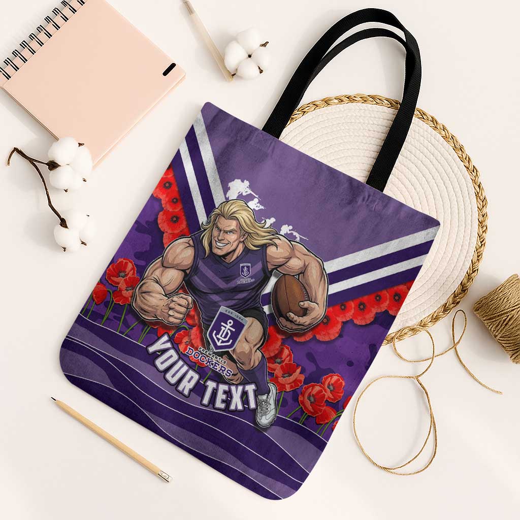 Personalised Fremantle Dockers ANZAC Tote Bag Military Remembrance Australian Football Mascot Camouflage