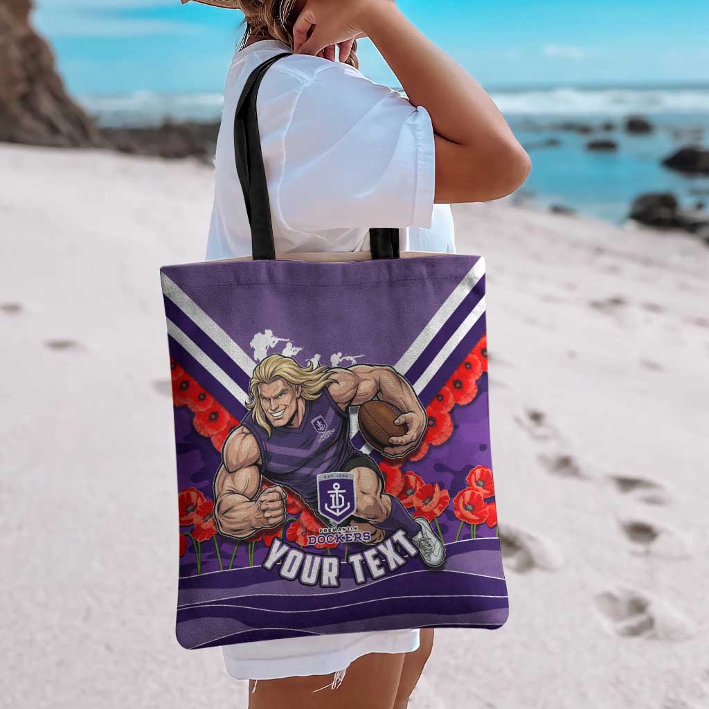 Personalised Fremantle Dockers ANZAC Tote Bag Military Remembrance Australian Football Mascot Camouflage