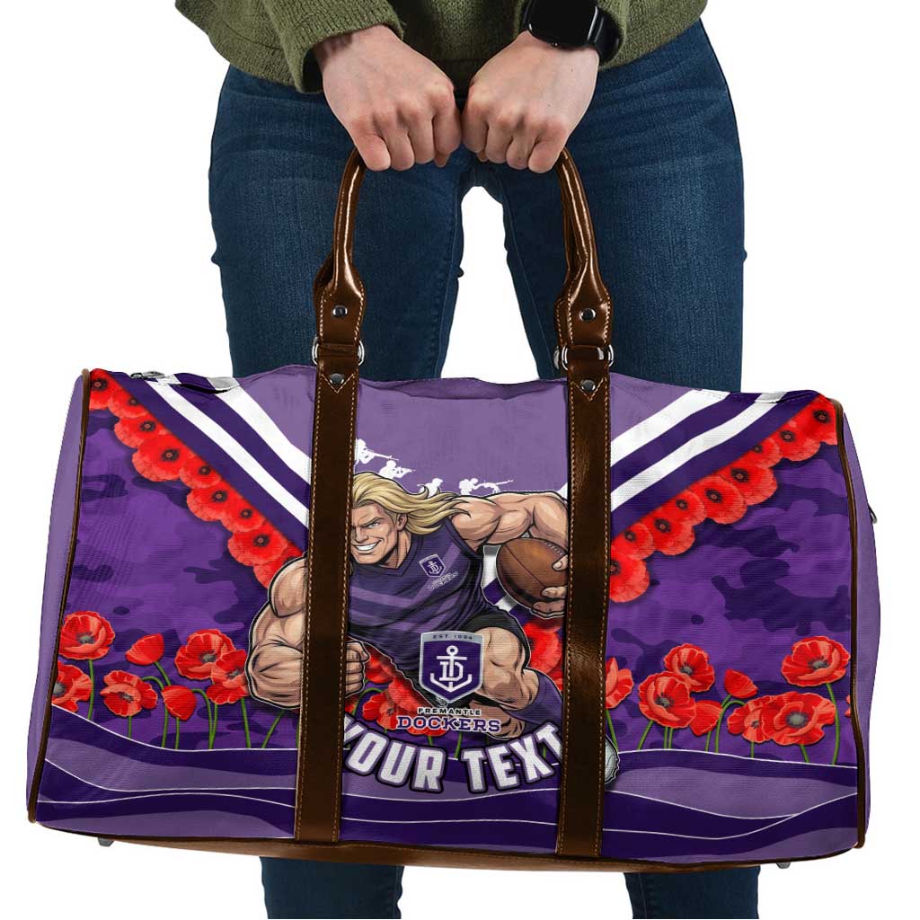 Personalised Fremantle Dockers ANZAC Travel Bag Military Remembrance Australian Football Mascot Camouflage