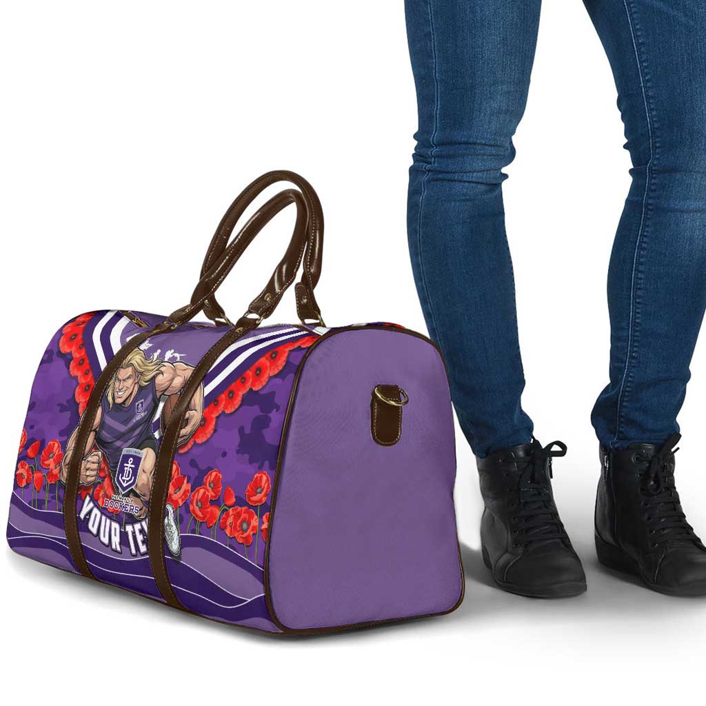 Personalised Fremantle Dockers ANZAC Travel Bag Military Remembrance Australian Football Mascot Camouflage