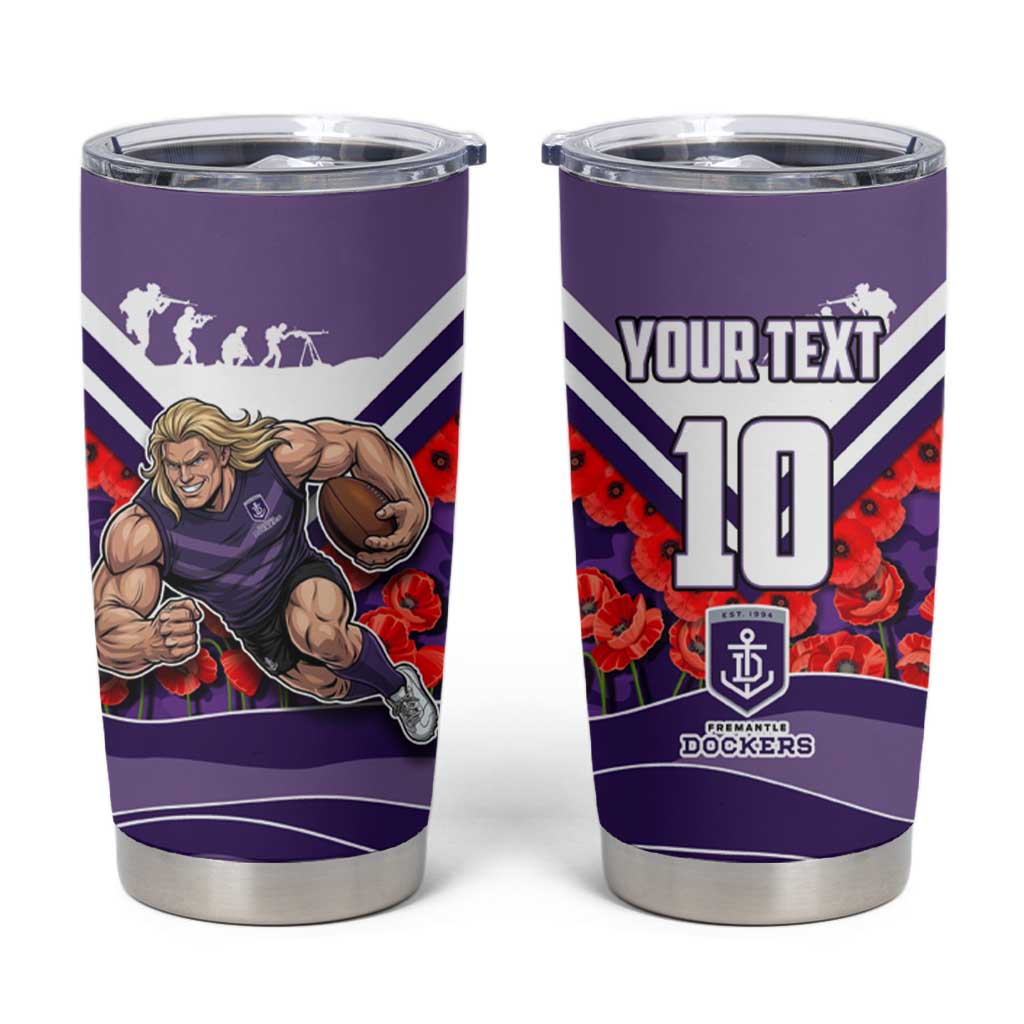 Personalised Fremantle Dockers ANZAC Tumbler Cup Military Remembrance Australian Football Mascot Camouflage
