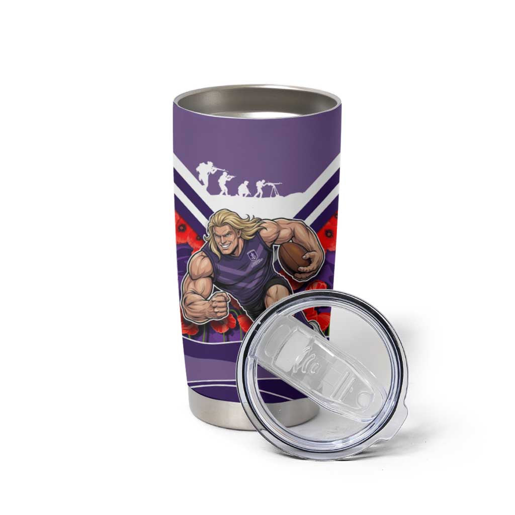 Personalised Fremantle Dockers ANZAC Tumbler Cup Military Remembrance Australian Football Mascot Camouflage