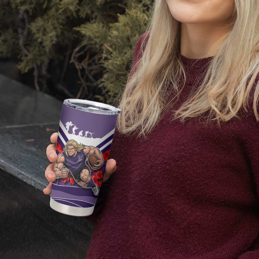 Personalised Fremantle Dockers ANZAC Tumbler Cup Military Remembrance Australian Football Mascot Camouflage