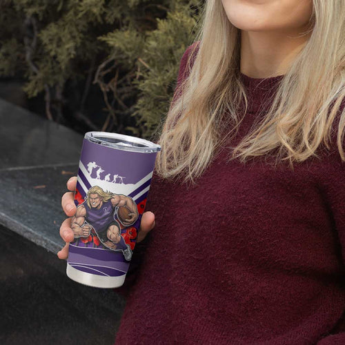 Personalised Fremantle Dockers ANZAC Tumbler Cup Military Remembrance Australian Football Mascot Camouflage