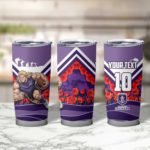 Personalised Fremantle Dockers ANZAC Tumbler Cup Military Remembrance Australian Football Mascot Camouflage