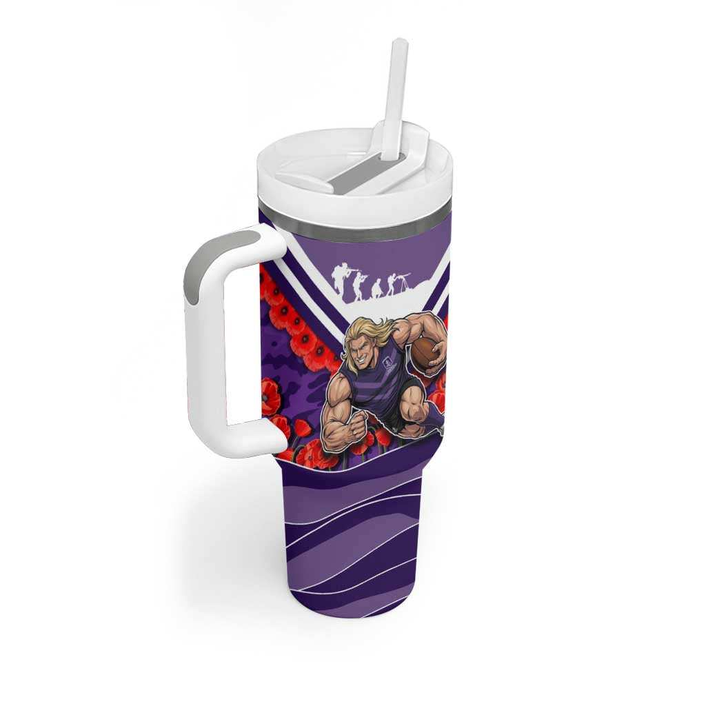Personalised Fremantle Dockers ANZAC Tumbler With Handle Military Remembrance Australian Football Mascot Camouflage