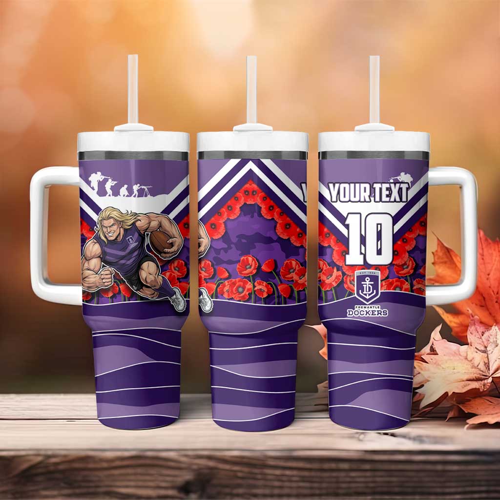 Personalised Fremantle Dockers ANZAC Tumbler With Handle Military Remembrance Australian Football Mascot Camouflage