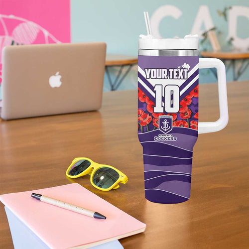 Personalised Fremantle Dockers ANZAC Tumbler With Handle Military Remembrance Australian Football Mascot Camouflage