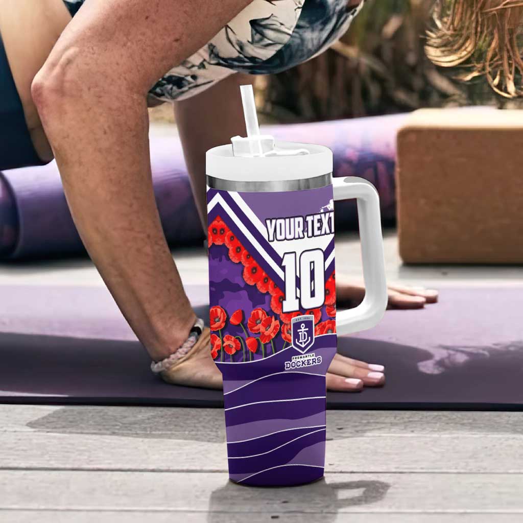 Personalised Fremantle Dockers ANZAC Tumbler With Handle Military Remembrance Australian Football Mascot Camouflage