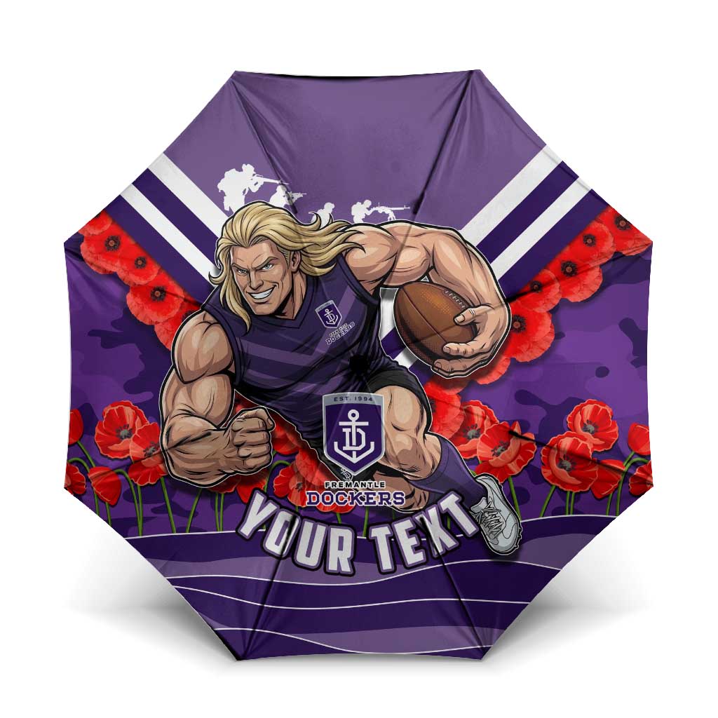 Personalised Fremantle Dockers ANZAC Umbrella Military Remembrance Australian Football Mascot Camouflage