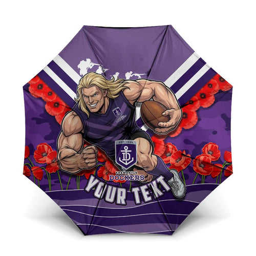 Personalised Fremantle Dockers ANZAC Umbrella Military Remembrance Australian Football Mascot Camouflage
