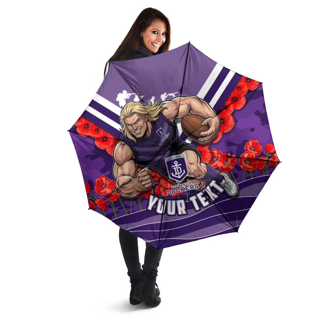 Personalised Fremantle Dockers ANZAC Umbrella Military Remembrance Australian Football Mascot Camouflage
