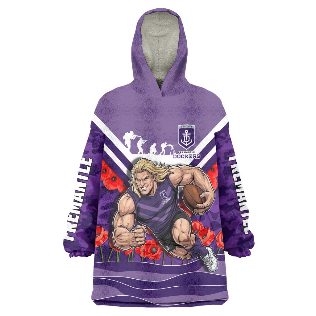 Personalised Fremantle Dockers ANZAC Wearable Blanket Hoodie Military Remembrance Australian Football Mascot Camouflage