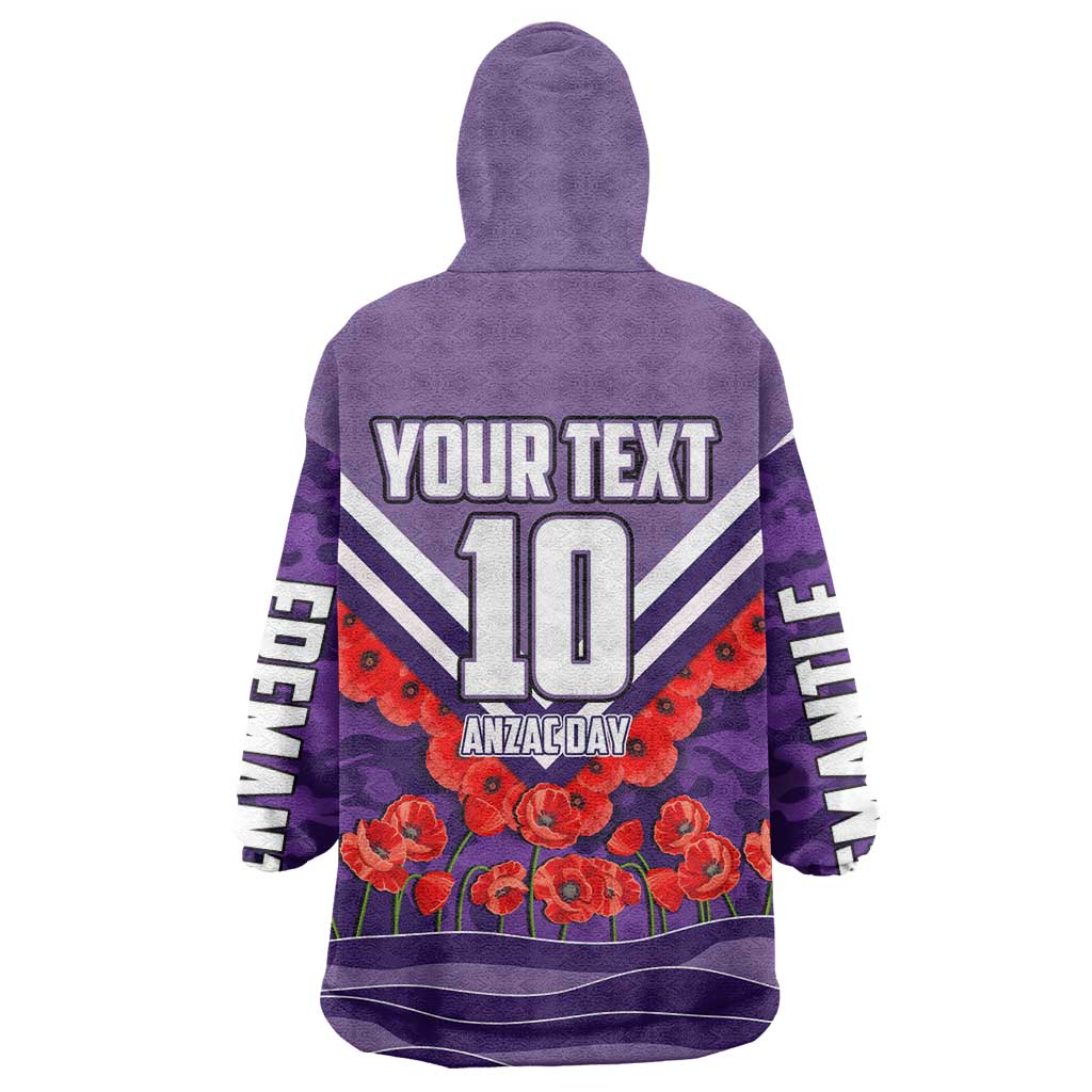 Personalised Fremantle Dockers ANZAC Wearable Blanket Hoodie Military Remembrance Australian Football Mascot Camouflage