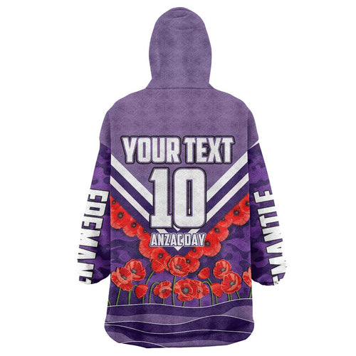 Personalised Fremantle Dockers ANZAC Wearable Blanket Hoodie Military Remembrance Australian Football Mascot Camouflage