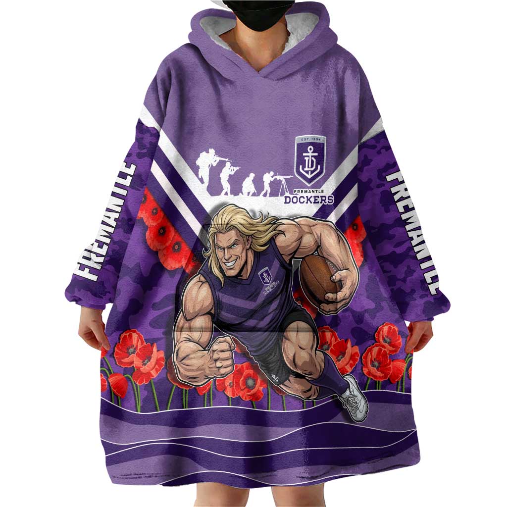 Personalised Fremantle Dockers ANZAC Wearable Blanket Hoodie Military Remembrance Australian Football Mascot Camouflage