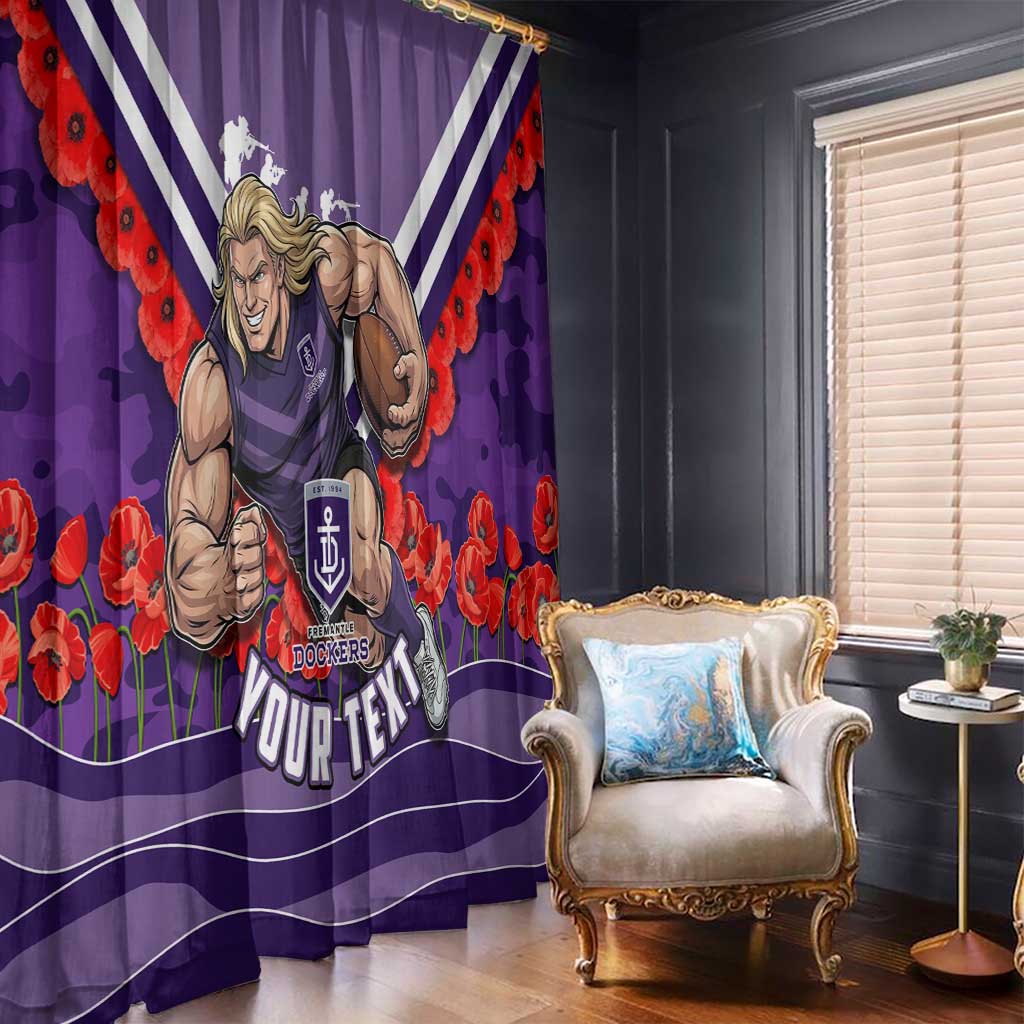 Personalised Fremantle Dockers ANZAC Window Curtain Military Remembrance Australian Football Mascot Camouflage