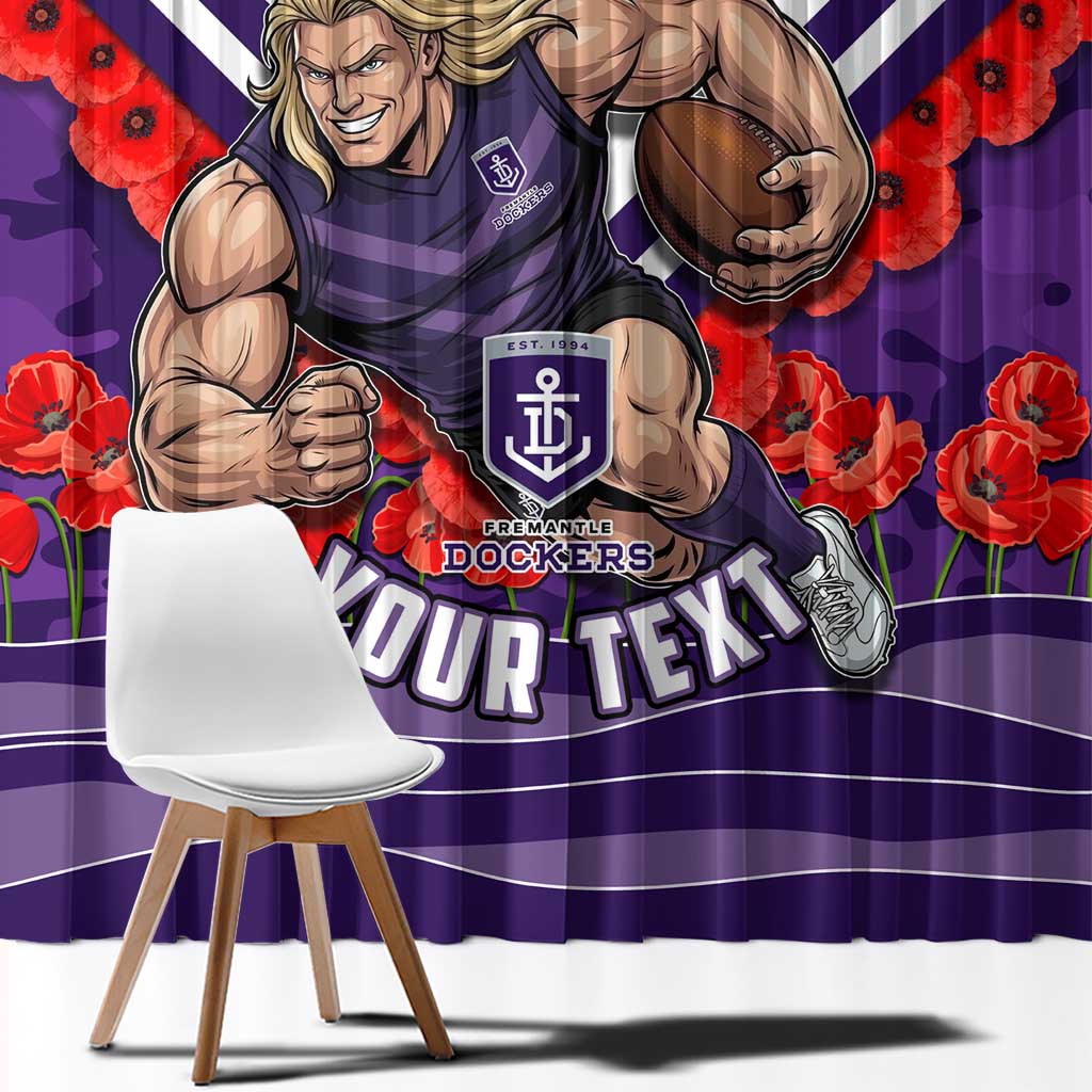 Personalised Fremantle Dockers ANZAC Window Curtain Military Remembrance Australian Football Mascot Camouflage
