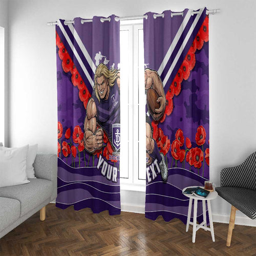 Personalised Fremantle Dockers ANZAC Window Curtain Military Remembrance Australian Football Mascot Camouflage