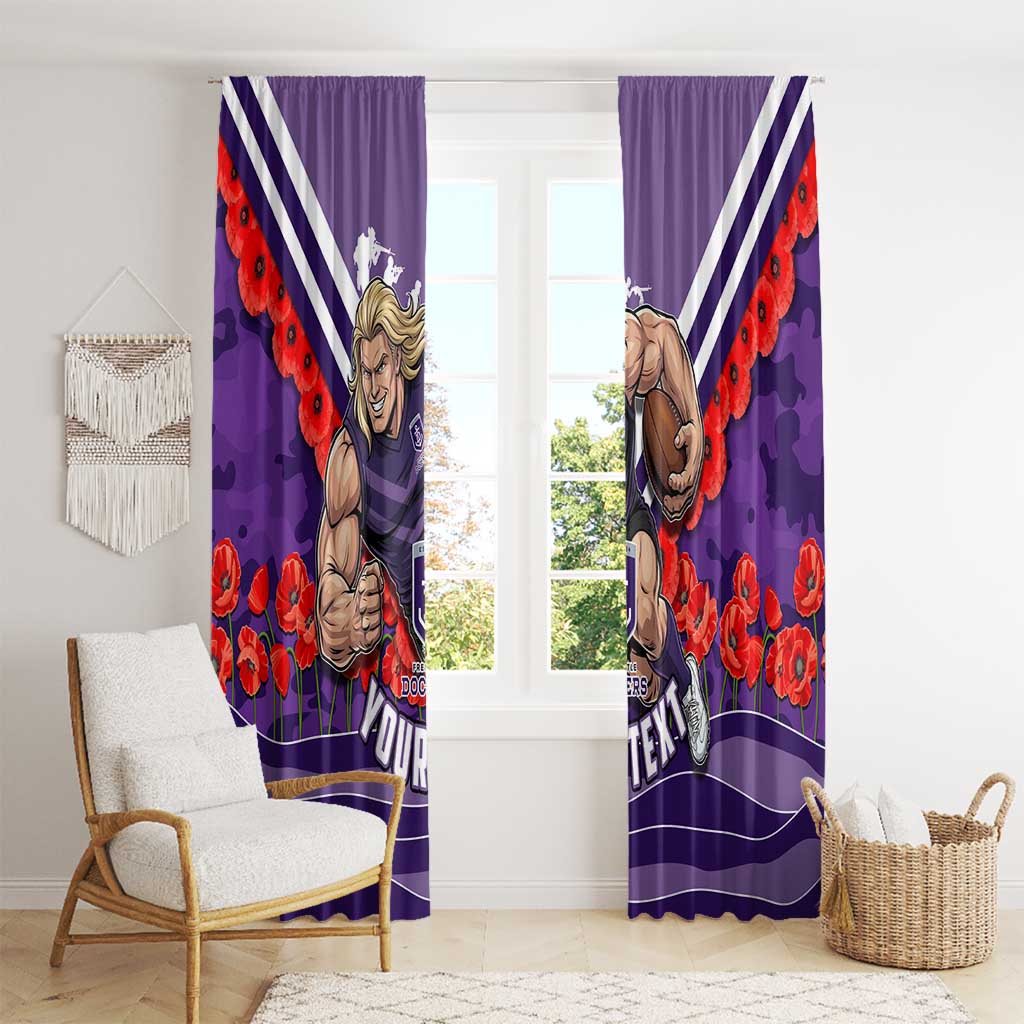 Personalised Fremantle Dockers ANZAC Window Curtain Military Remembrance Australian Football Mascot Camouflage