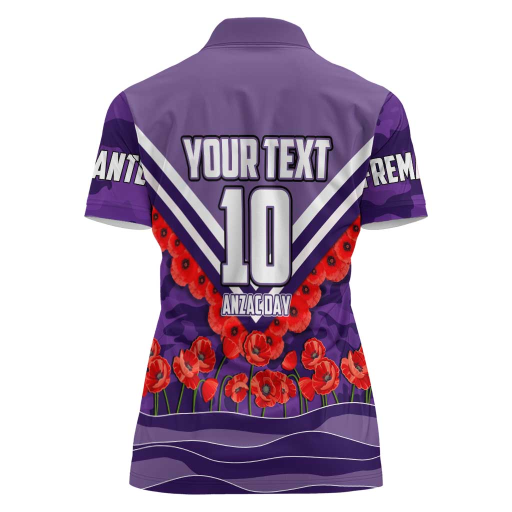 Personalised Fremantle Dockers ANZAC Women Polo Shirt Military Remembrance Australian Football Mascot Camouflage