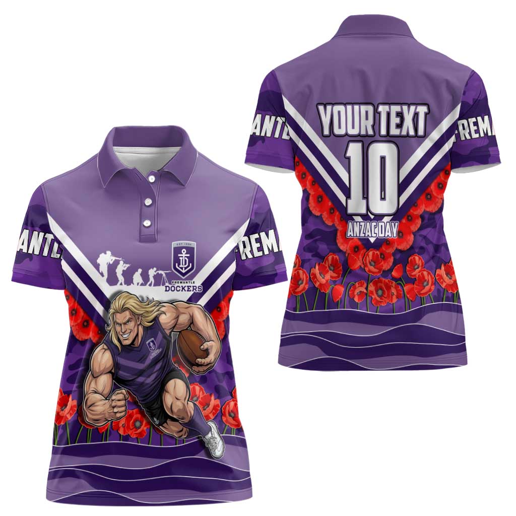 Personalised Fremantle Dockers ANZAC Women Polo Shirt Military Remembrance Australian Football Mascot Camouflage