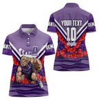 Personalised Fremantle Dockers ANZAC Women Polo Shirt Military Remembrance Australian Football Mascot Camouflage