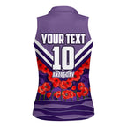 Personalised Fremantle Dockers ANZAC Women Sleeveless Polo Shirt Military Remembrance Australian Football Mascot Camouflage