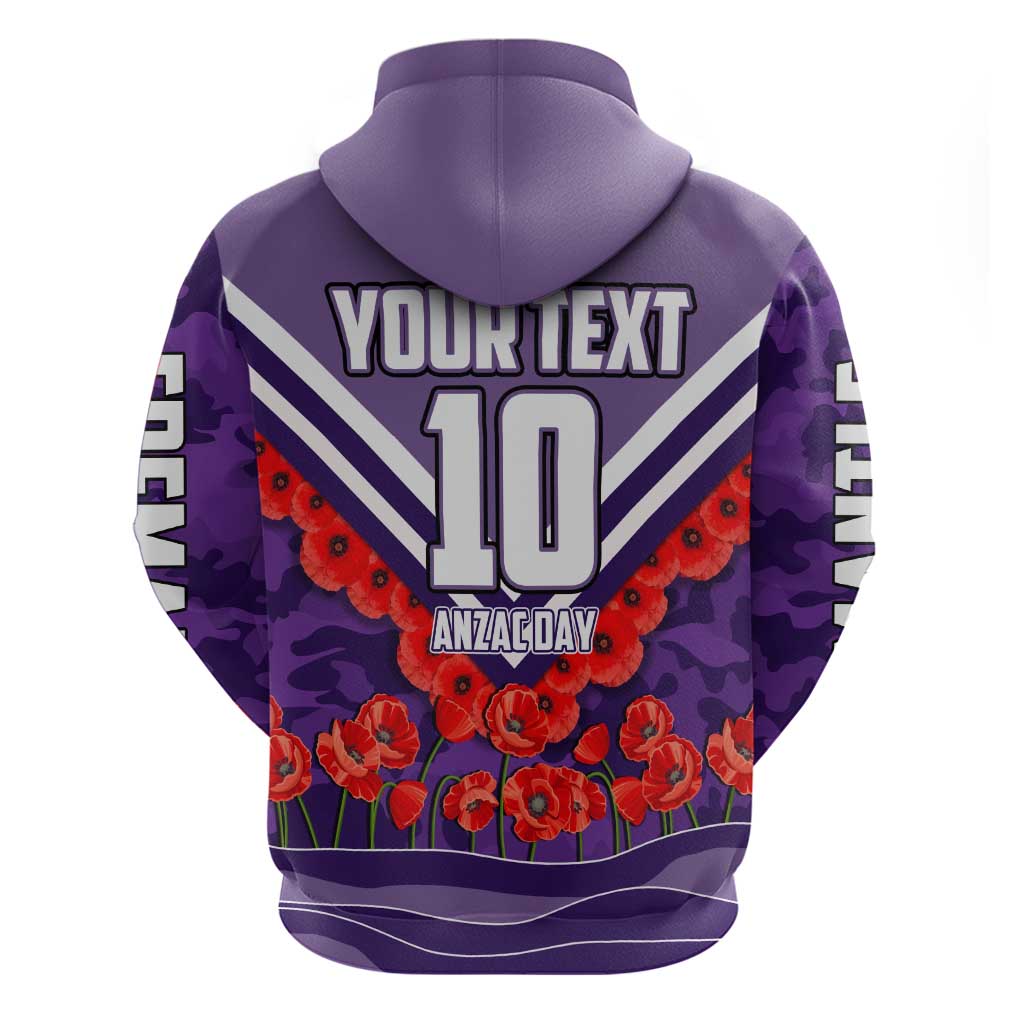 Personalised Fremantle Dockers ANZAC Zip Hoodie Military Remembrance Australian Football Mascot Camouflage