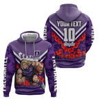 Personalised Fremantle Dockers ANZAC Zip Hoodie Military Remembrance Australian Football Mascot Camouflage