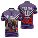 Personalised Fremantle Dockers ANZAC Zipper Polo Shirt Military Remembrance Australian Football Mascot Camouflage