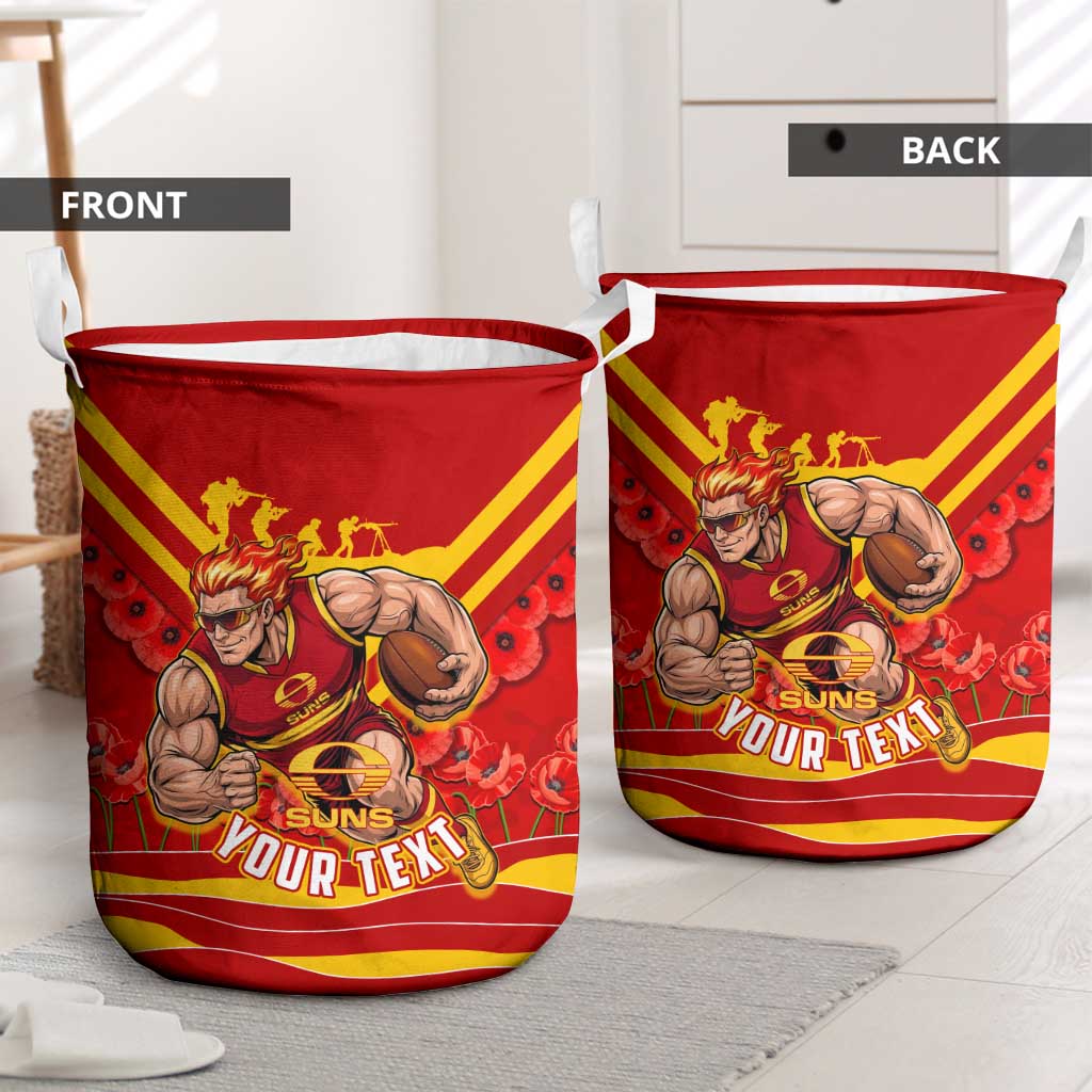Personalised Gold Coast Suns ANZAC Laundry Basket Military Remembrance Australian Football Mascot Camouflage