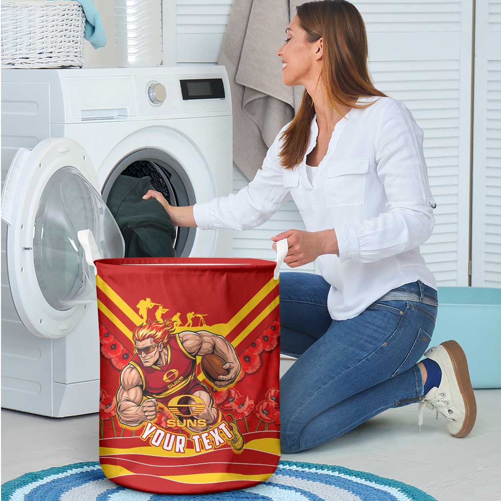 Personalised Gold Coast Suns ANZAC Laundry Basket Military Remembrance Australian Football Mascot Camouflage