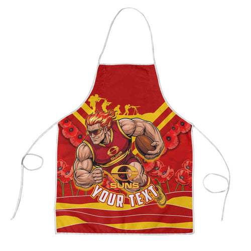 Personalised Gold Coast Suns ANZAC Apron Military Remembrance Australian Football Mascot Camouflage