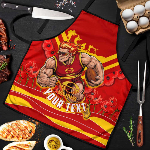 Personalised Gold Coast Suns ANZAC Apron Military Remembrance Australian Football Mascot Camouflage