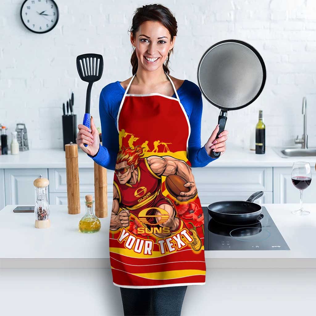 Personalised Gold Coast Suns ANZAC Apron Military Remembrance Australian Football Mascot Camouflage