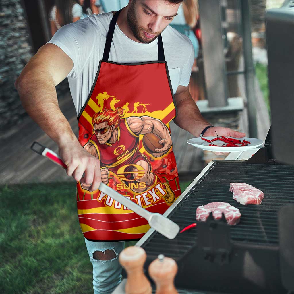 Personalised Gold Coast Suns ANZAC Apron Military Remembrance Australian Football Mascot Camouflage