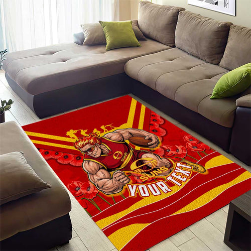 Personalised Gold Coast Suns ANZAC Area Rug Military Remembrance Australian Football Mascot Camouflage