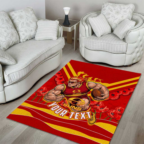 Personalised Gold Coast Suns ANZAC Area Rug Military Remembrance Australian Football Mascot Camouflage
