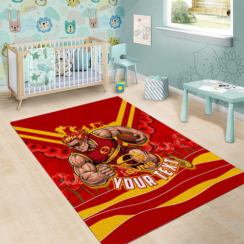 Personalised Gold Coast Suns ANZAC Area Rug Military Remembrance Australian Football Mascot Camouflage