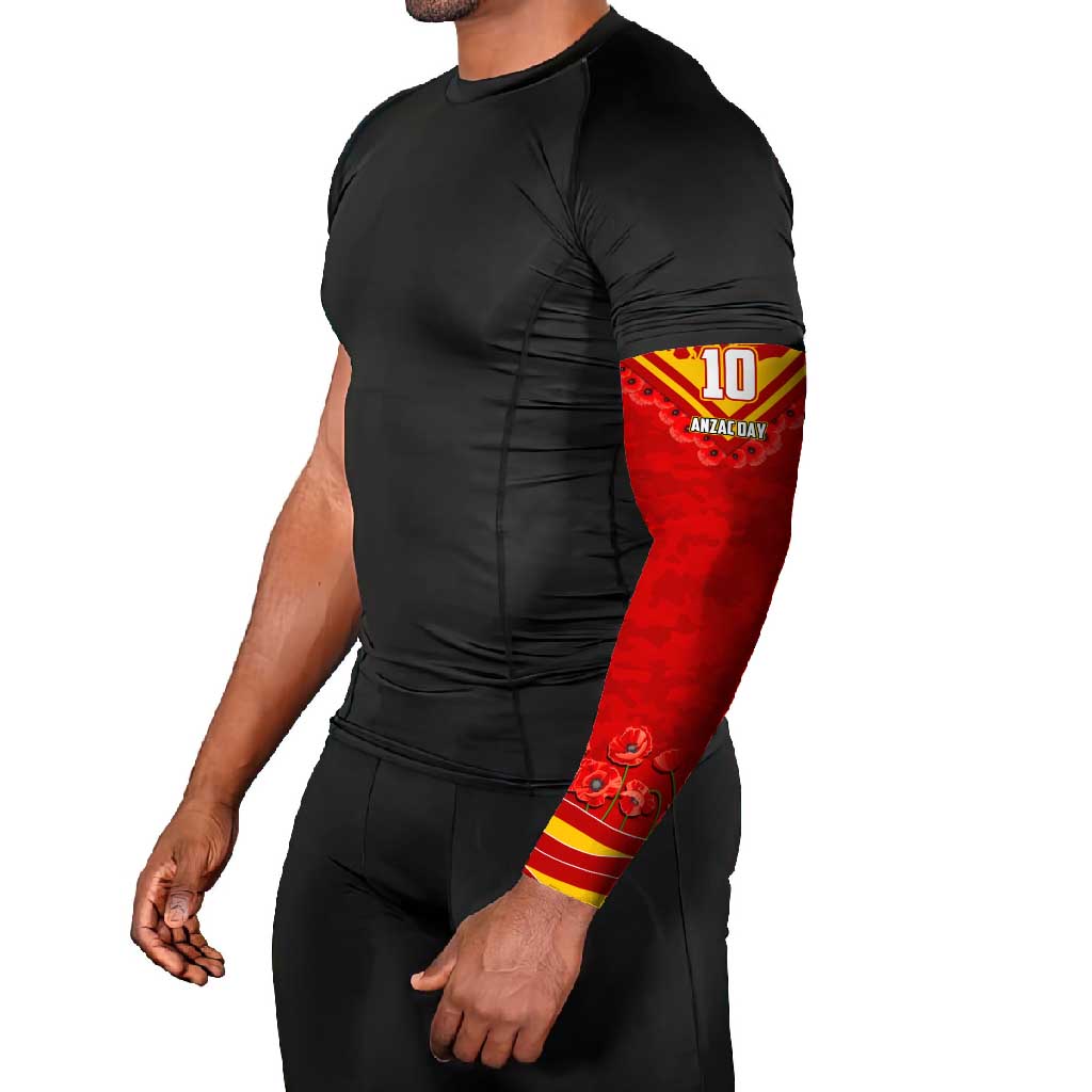 Personalised Gold Coast Suns ANZAC Arm Sleeves Military Remembrance Australian Football Mascot Camouflage