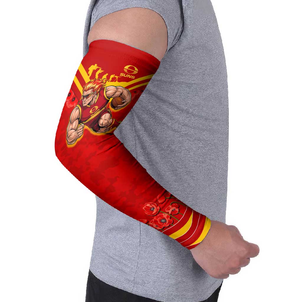 Personalised Gold Coast Suns ANZAC Arm Sleeves Military Remembrance Australian Football Mascot Camouflage