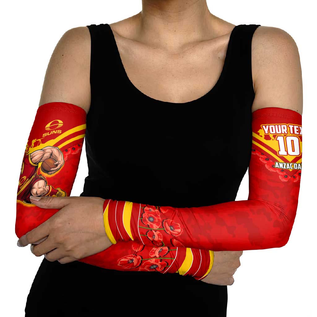 Personalised Gold Coast Suns ANZAC Arm Sleeves Military Remembrance Australian Football Mascot Camouflage