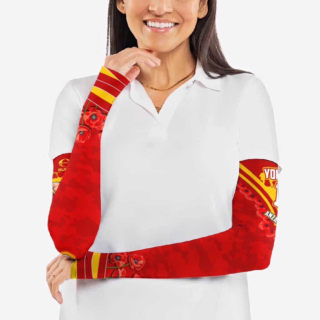 Personalised Gold Coast Suns ANZAC Arm Sleeves Military Remembrance Australian Football Mascot Camouflage