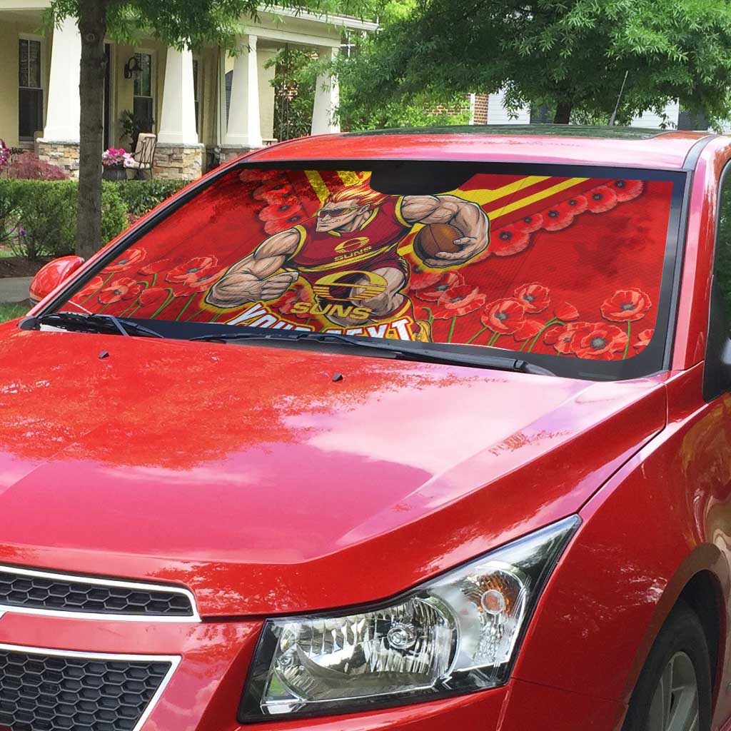Personalised Gold Coast Suns ANZAC Auto Sun Shade Military Remembrance Australian Football Mascot Camouflage