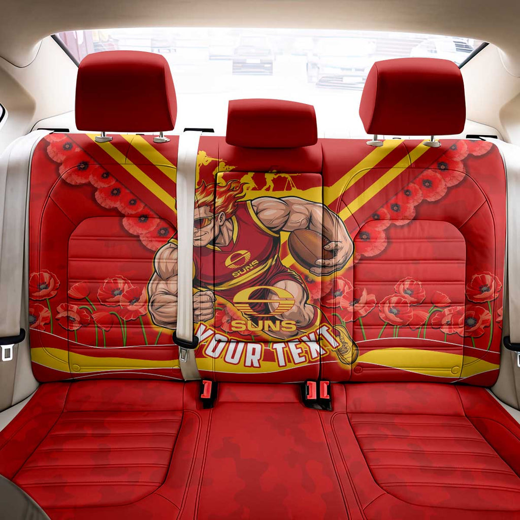 Personalised Gold Coast Suns ANZAC Back Car Seat Cover Military Remembrance Australian Football Mascot Camouflage