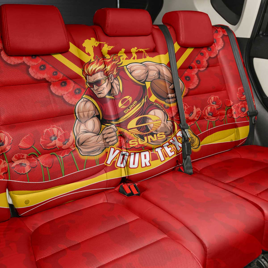 Personalised Gold Coast Suns ANZAC Back Car Seat Cover Military Remembrance Australian Football Mascot Camouflage
