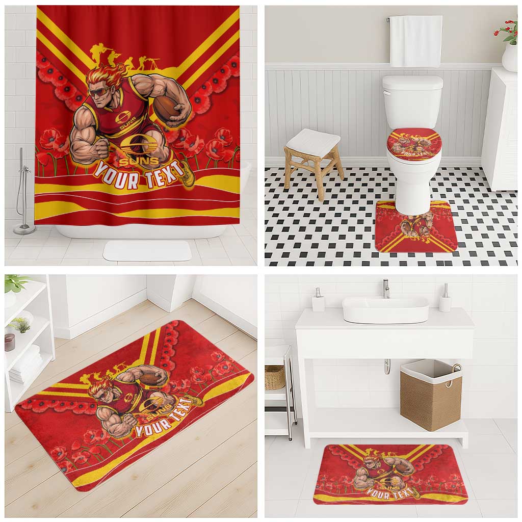 Personalised Gold Coast Suns ANZAC Bathroom Set Military Remembrance Australian Football Mascot Camouflage